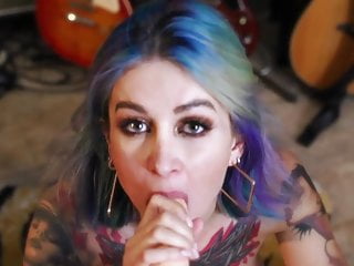 Tattoed Flame Jade Suck Dildo and Cumshot on Perfect Body